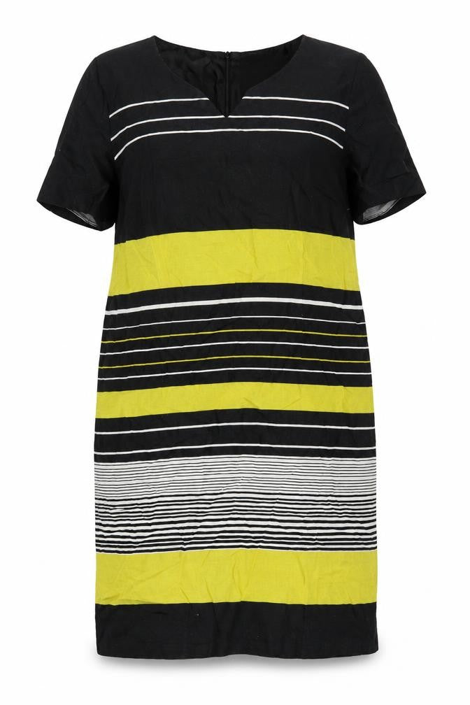Debenhams Womens Black Striped Cotton A-Line Size 18 Round Neck Zip