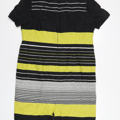 Debenhams Womens Black Striped Cotton A-Line Size 18 Round Neck Zip