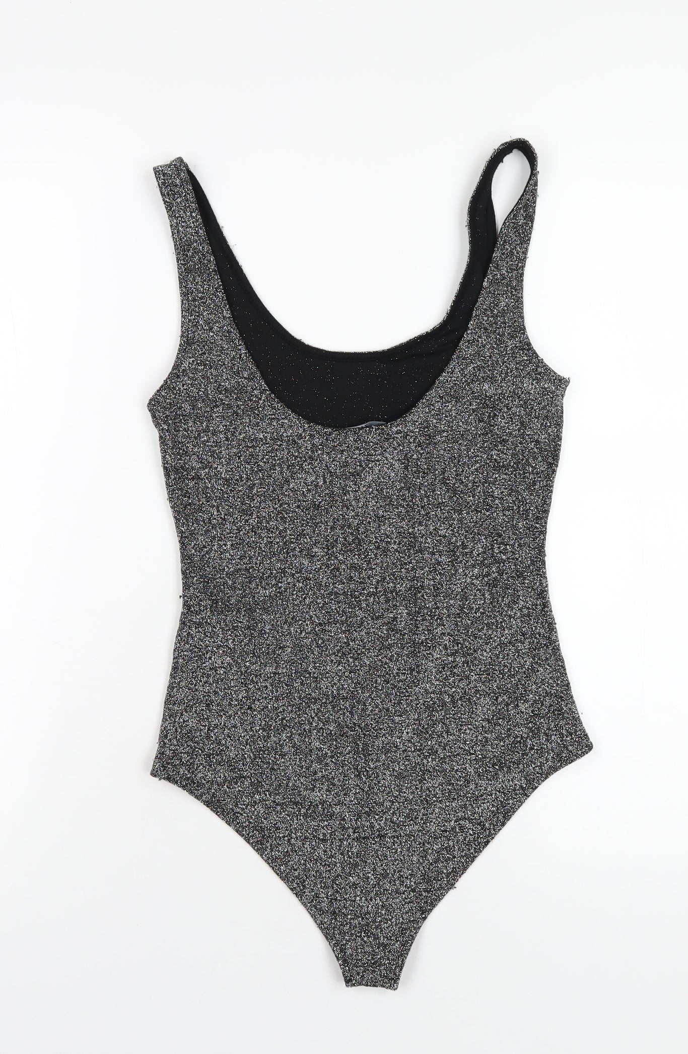 Zara Womens Silver Polyester Bodysuit One-Piece Size S Snap