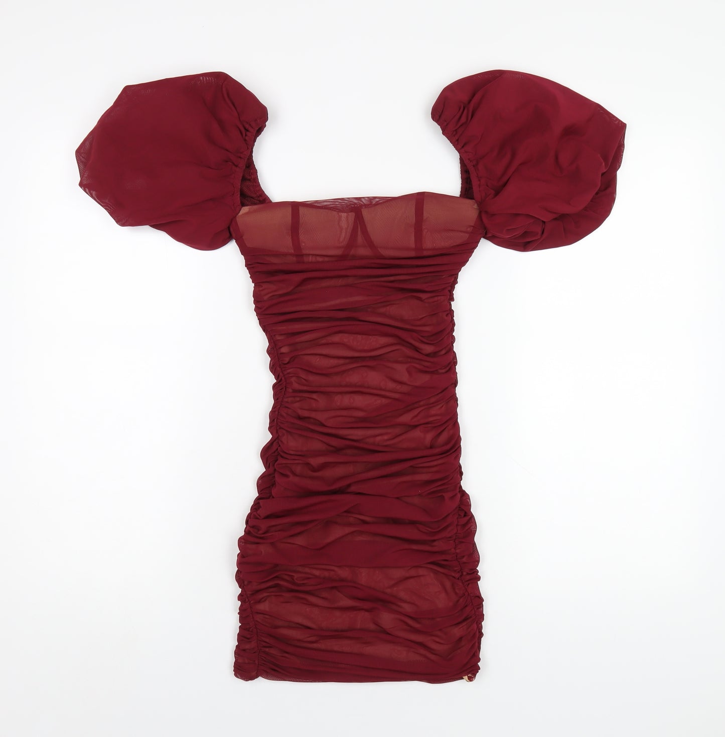 Oh Polly Womens Red Nylon Bodycon Size 8 Square Neck Zip