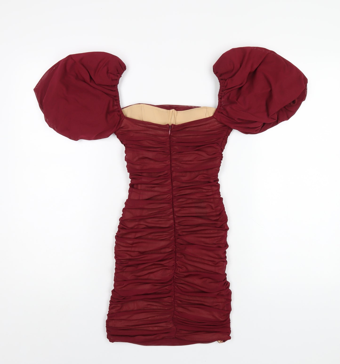 Oh Polly Womens Red Nylon Bodycon Size 8 Square Neck Zip