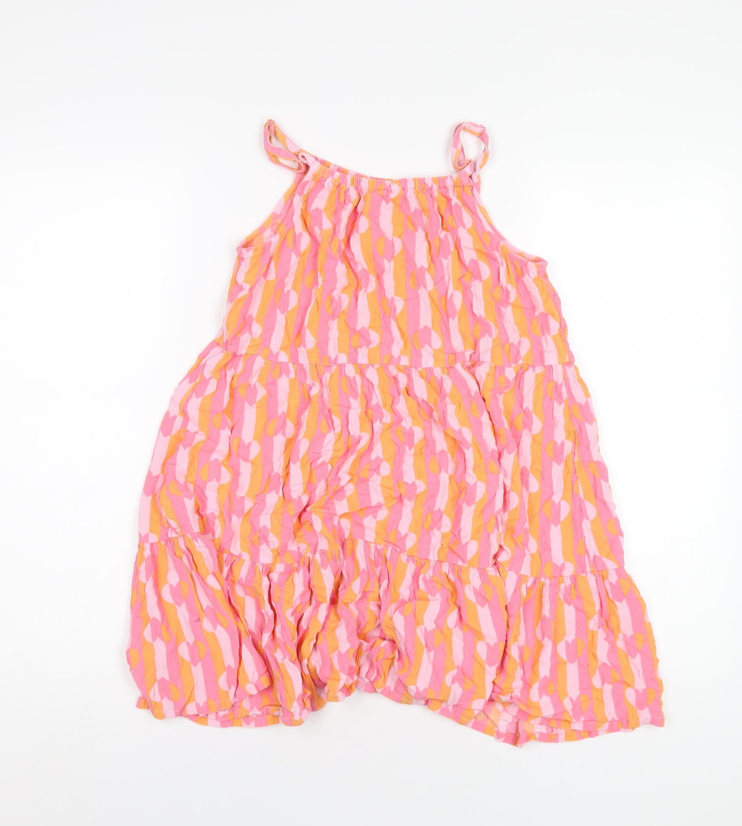 Marks and Spencer Girls Pink Geometric Viscose A-Line Size 12-13 Years Round Neck Pullover