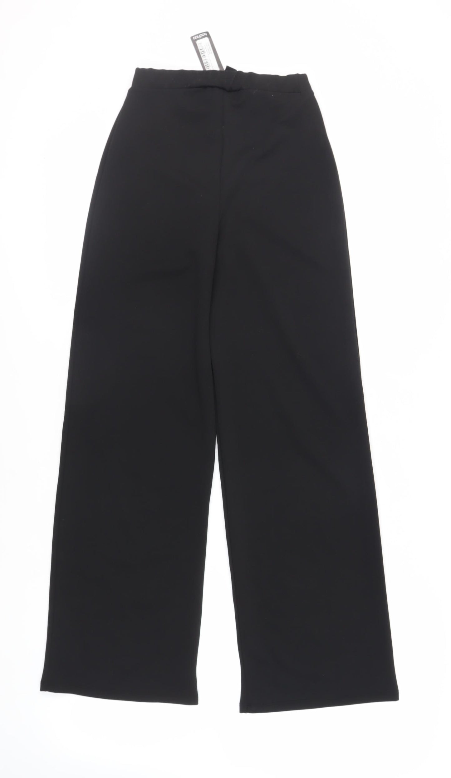 Boohoo Womens Black Polyester Trousers Size 6 L30 in Regular - Elasticated Waist