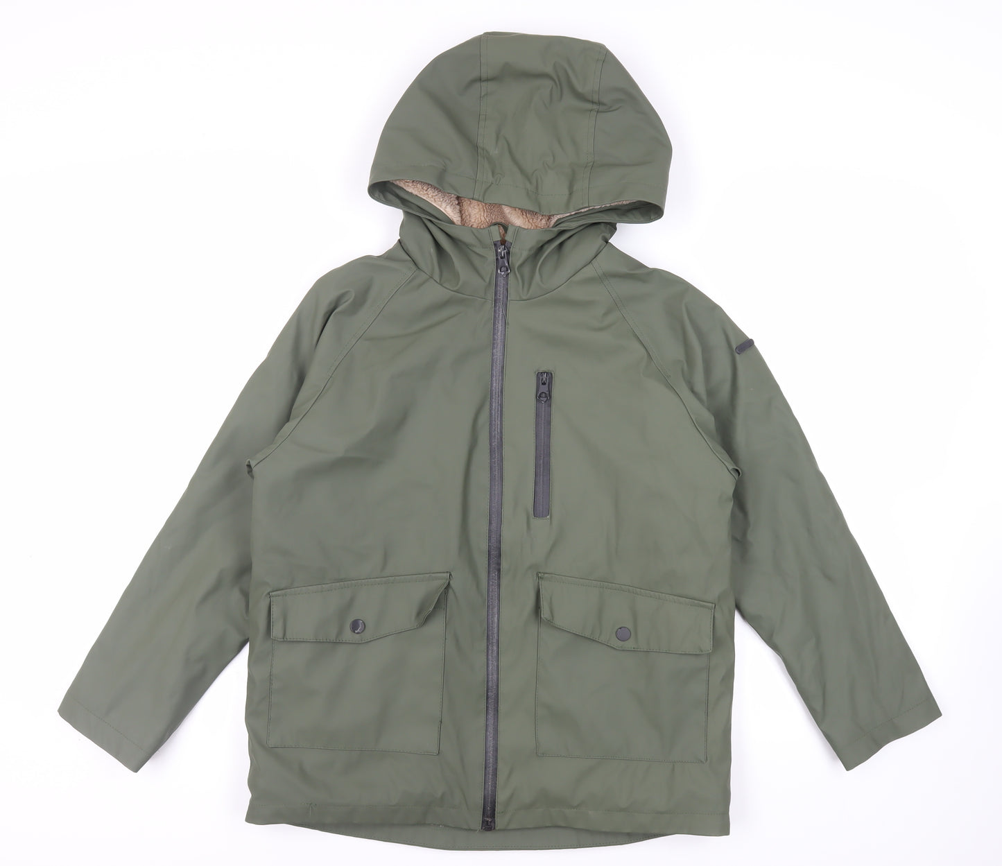 Zara Boys Green Jacket Size 11-12 Years Zip - Hooded