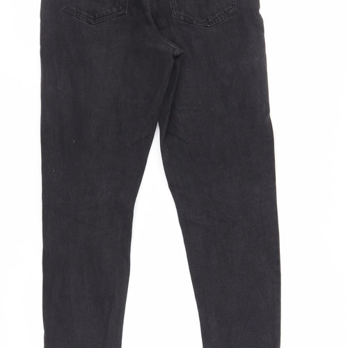 New Look Womens Black Cotton Tapered Jeans Size 8 L26 in Regular Zip - Ankle Grazer