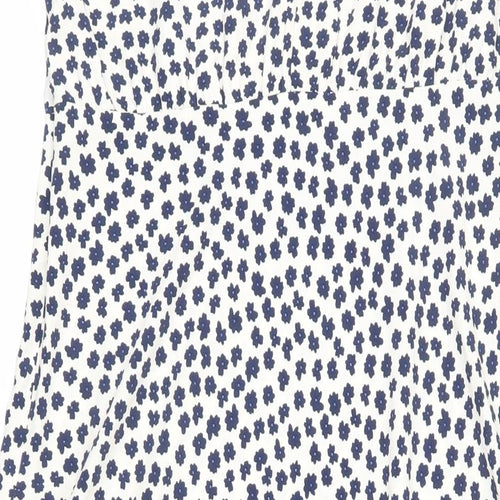 Marks and Spencer Womens Ivory Floral Polyester A-Line Size 16 Round Neck Button