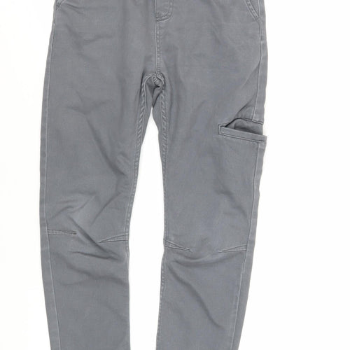 F&F Boys Grey Cotton Tapered Jeans Size 11-12 Years Regular Drawstring - Adjustable Waist