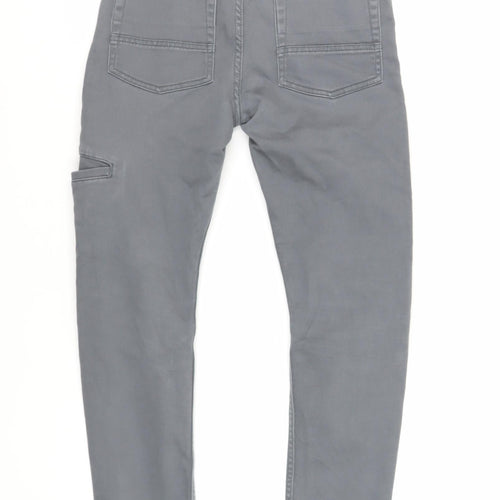 F&F Boys Grey Cotton Tapered Jeans Size 11-12 Years Regular Drawstring - Adjustable Waist