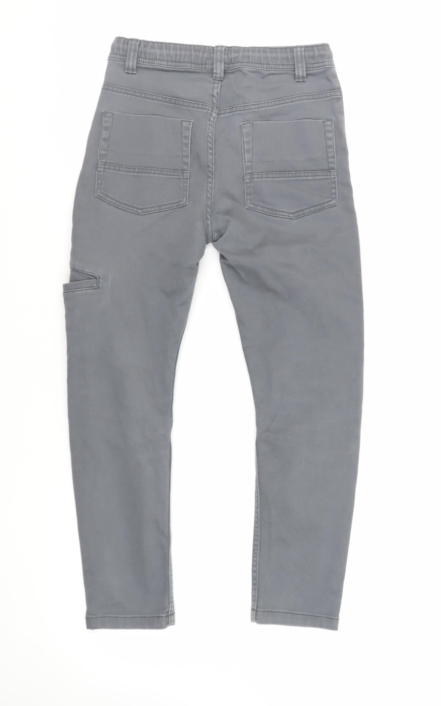 F&F Boys Grey Cotton Tapered Jeans Size 11-12 Years Regular Drawstring - Adjustable Waist