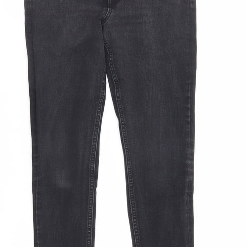Marks and Spencer Womens Black Cotton Skinny Jeans Size 8 L25 in Regular Zip - Ankle Grazer