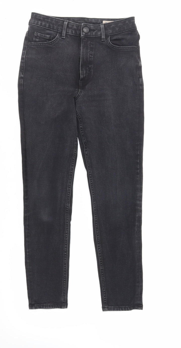 Marks and Spencer Womens Black Cotton Skinny Jeans Size 8 L25 in Regular Zip - Ankle Grazer