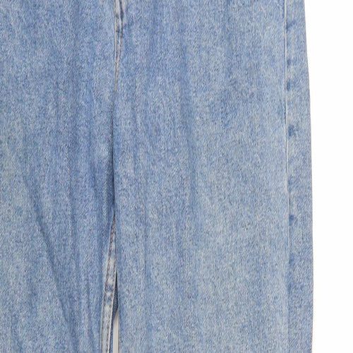 Pull&Bear Womens Blue Cotton Mom Jeans Size 8 L29 in Regular Zip - Elasticated Waist