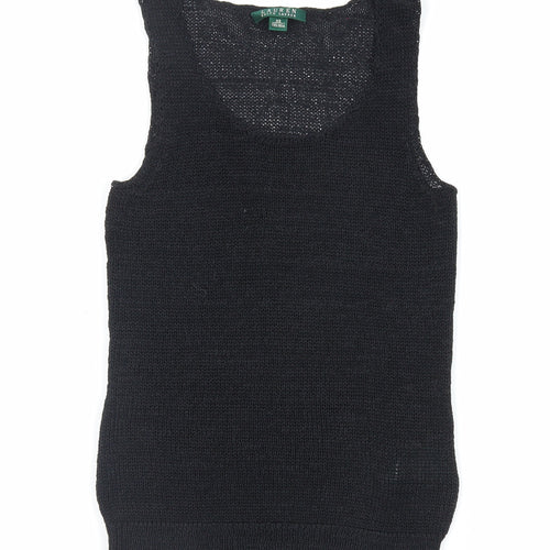 Lauren Ralph Lauren Womens Black Cotton Basic Tank Size XS Scoop Neck