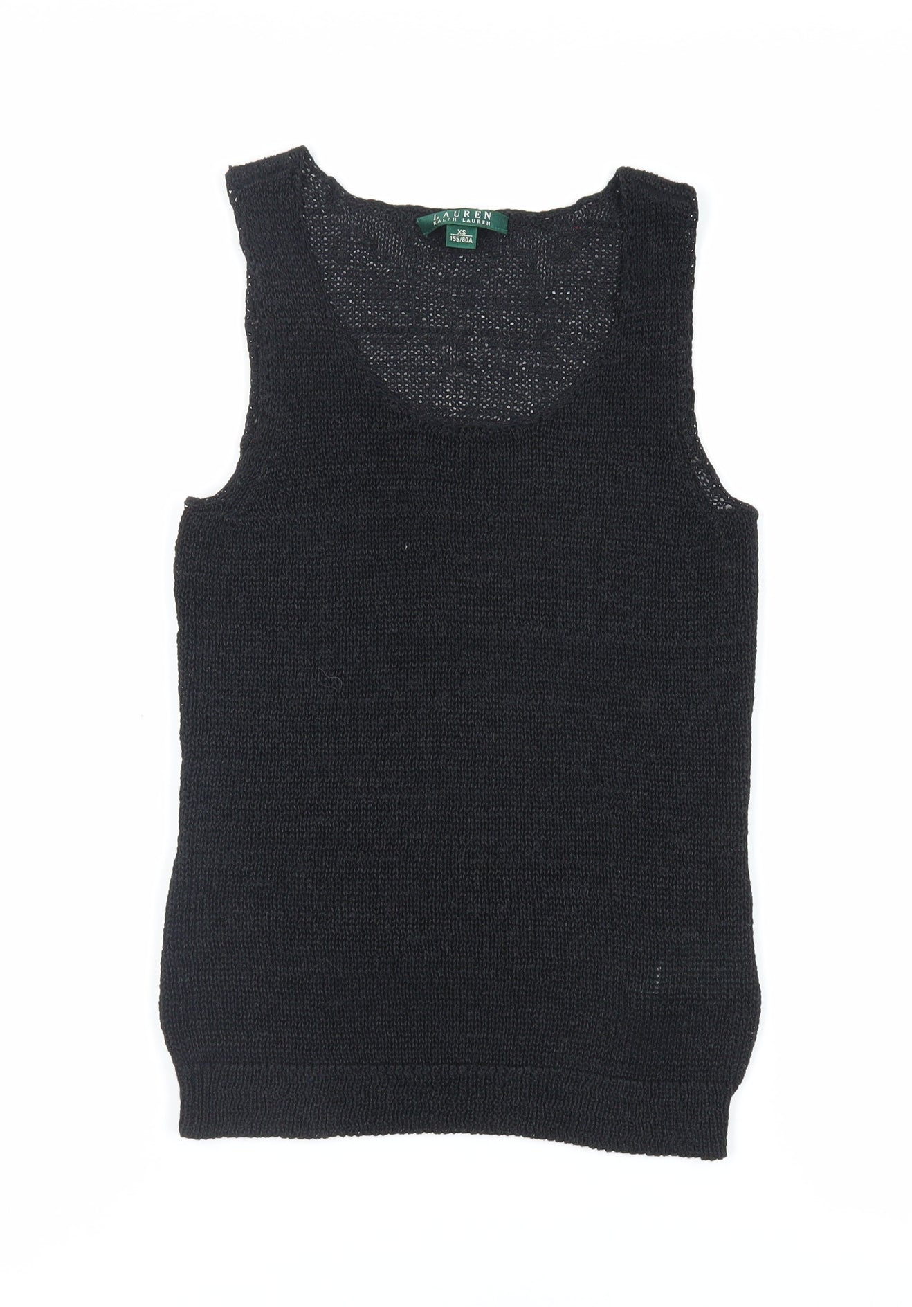 Lauren Ralph Lauren Womens Black Cotton Basic Tank Size XS Scoop Neck
