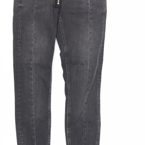 Zara Womens Grey Cotton Skinny Jeans Size 8 L27 in Regular Zip - Raw Hem