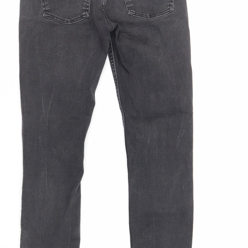 Zara Womens Grey Cotton Skinny Jeans Size 8 L27 in Regular Zip - Raw Hem