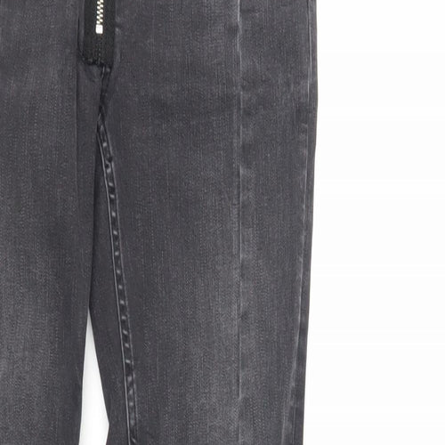 Zara Womens Grey Cotton Skinny Jeans Size 8 L27 in Regular Zip - Raw Hem