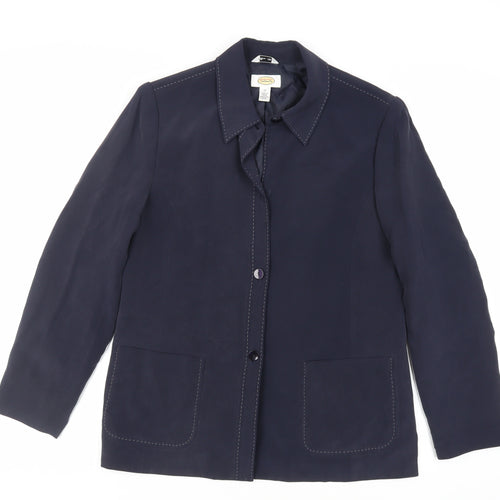 Talbots Womens Blue Jacket Blazer Size 10 Button