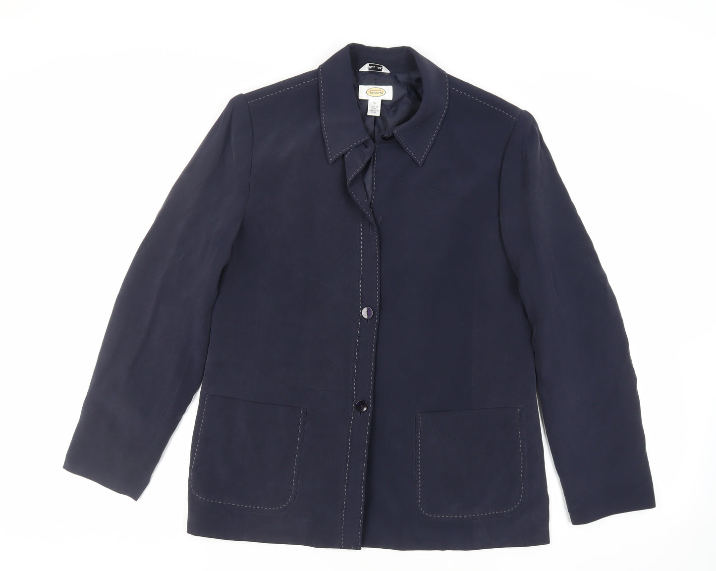 Talbots Womens Blue Jacket Blazer Size 10 Button