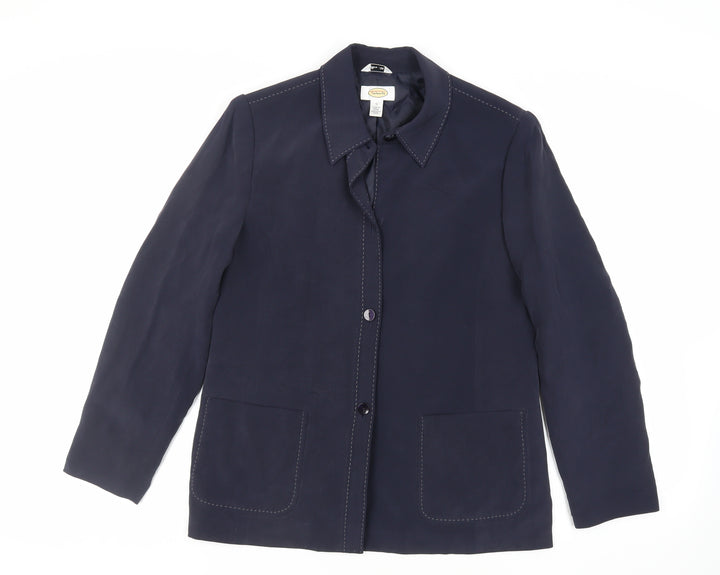 Talbots Womens Blue Jacket Blazer Size 10 Button