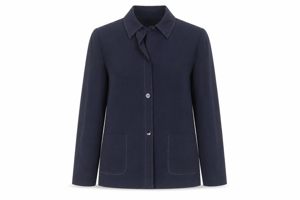 Front view of Talbots women’s blue jacket blazer, size UK 10, button