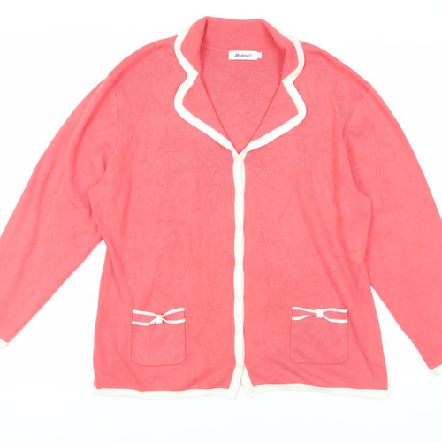 Damart Womens Pink Collared Viscose Cardigan Jumper Size 20 - Pockets