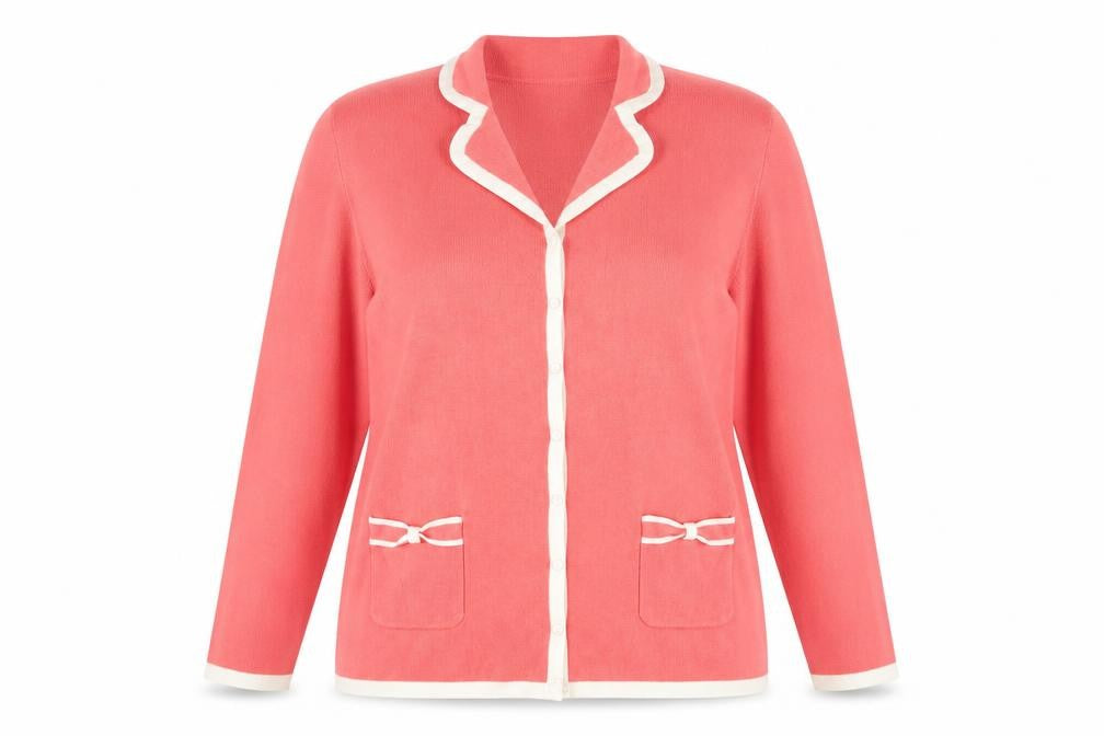 Damart Womens Pink Collared Viscose Cardigan Jumper Size 20 - Pockets
