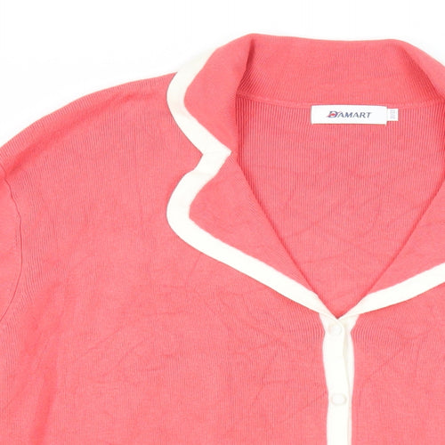 Damart Womens Pink Collared Viscose Cardigan Jumper Size 20 - Pockets