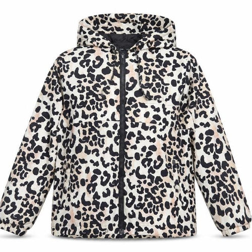 New Look Womens Beige Animal Print Jacket Size S Zip - Hooded