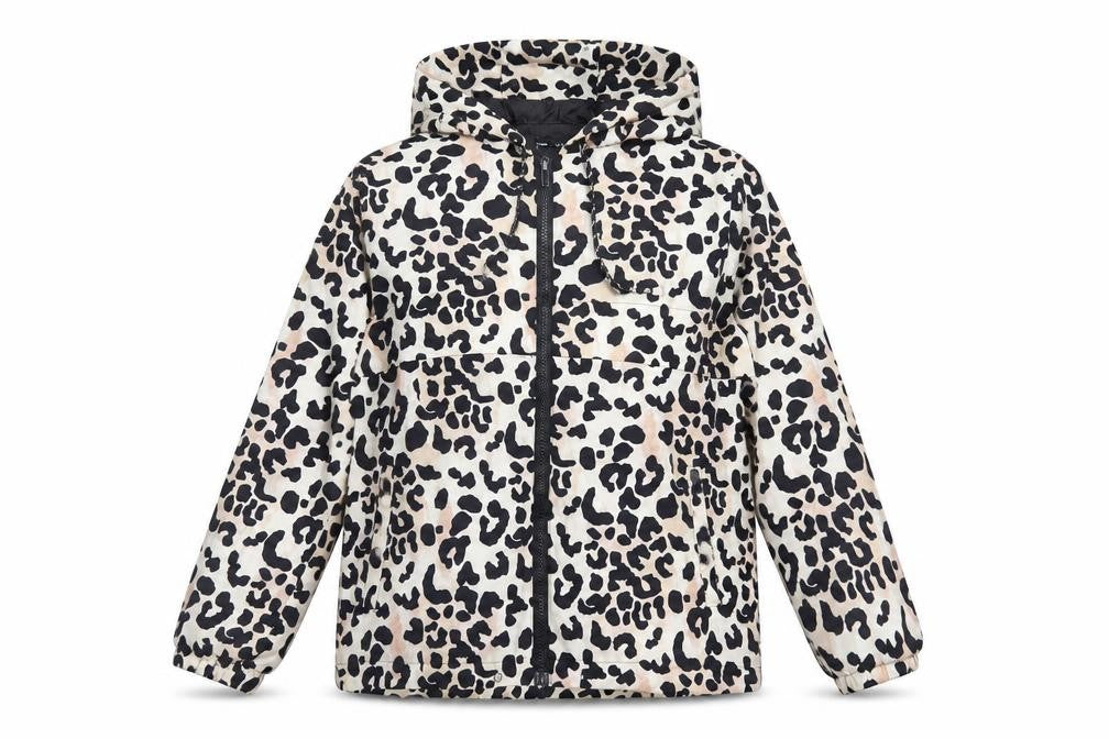 New Look Womens Beige Animal Print Jacket Size S Zip - Hooded