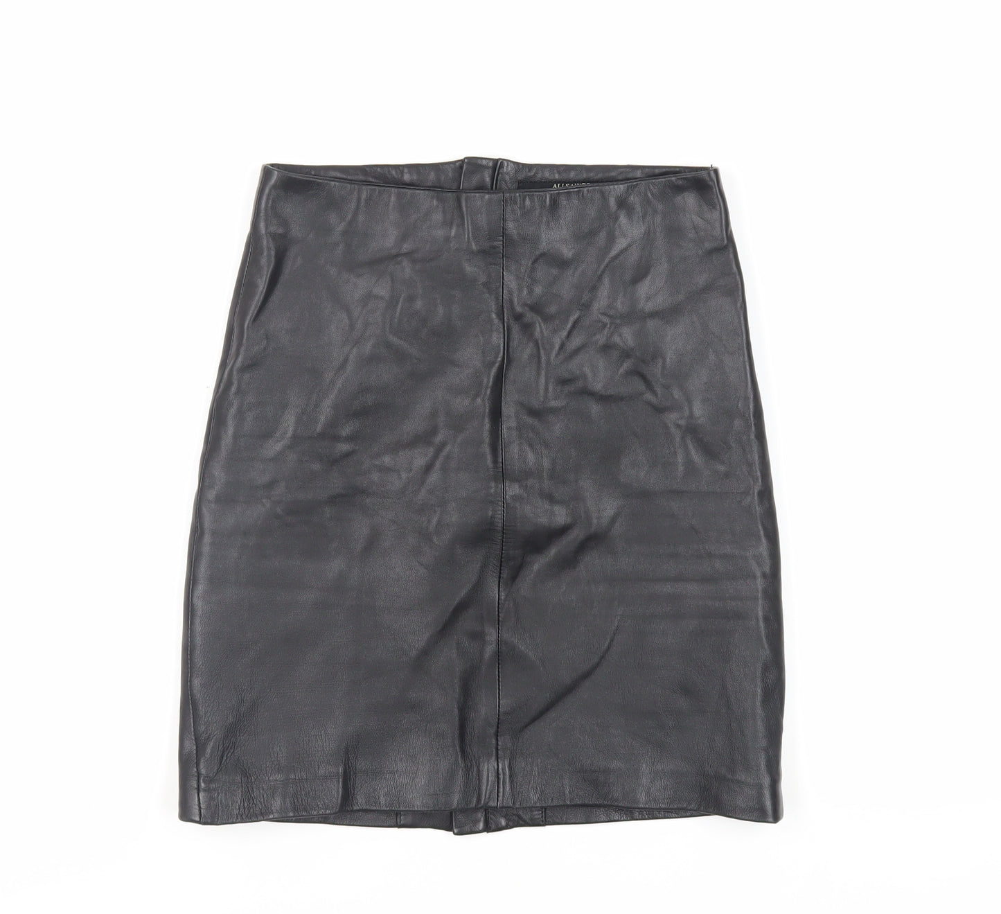 AllSaints Womens Black Leather Mini Skirt Size 6 Zip