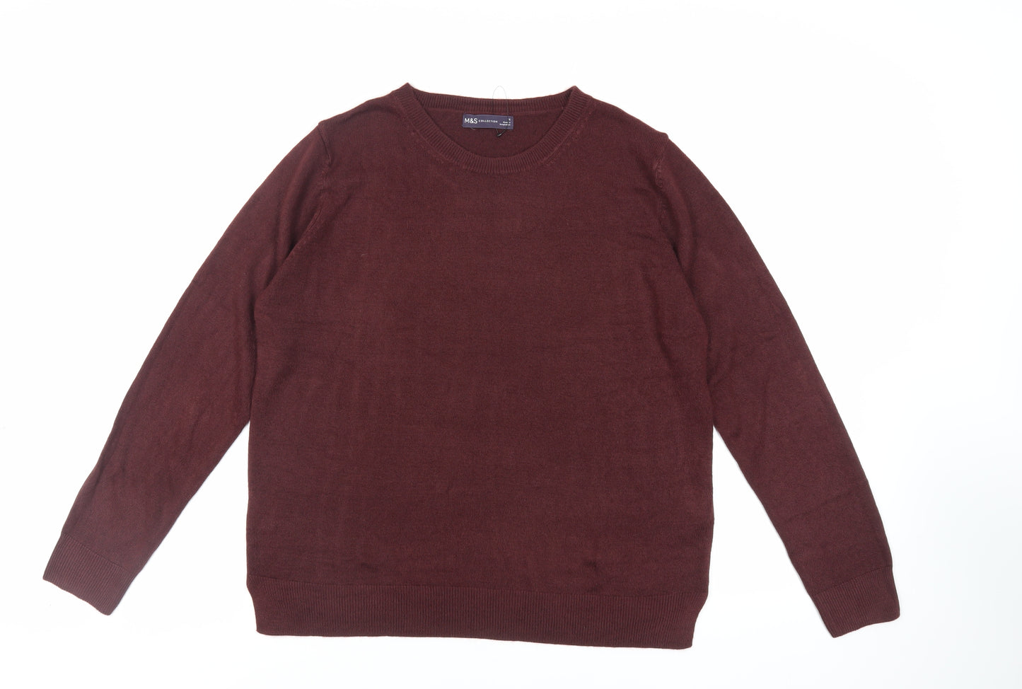 Marks and Spencer Womens Purple Crew Neck Acrylic Pullover Jumper Size 16