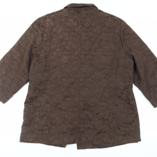 Fusion Womens Brown Jacket Blazer Size XL Button - Embroidered Vintage