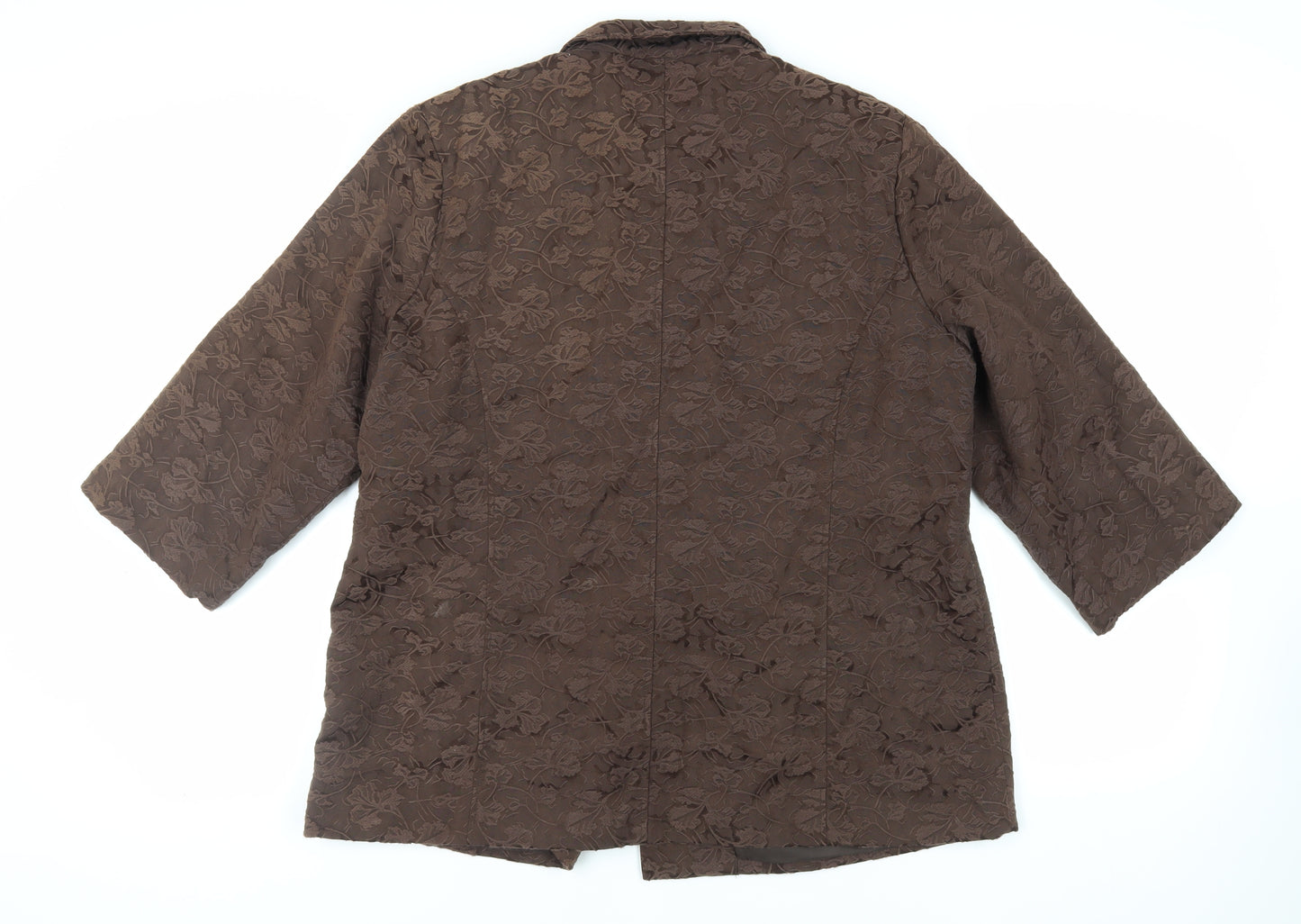 Fusion Womens Brown Jacket Blazer Size XL Button - Embroidered Vintage