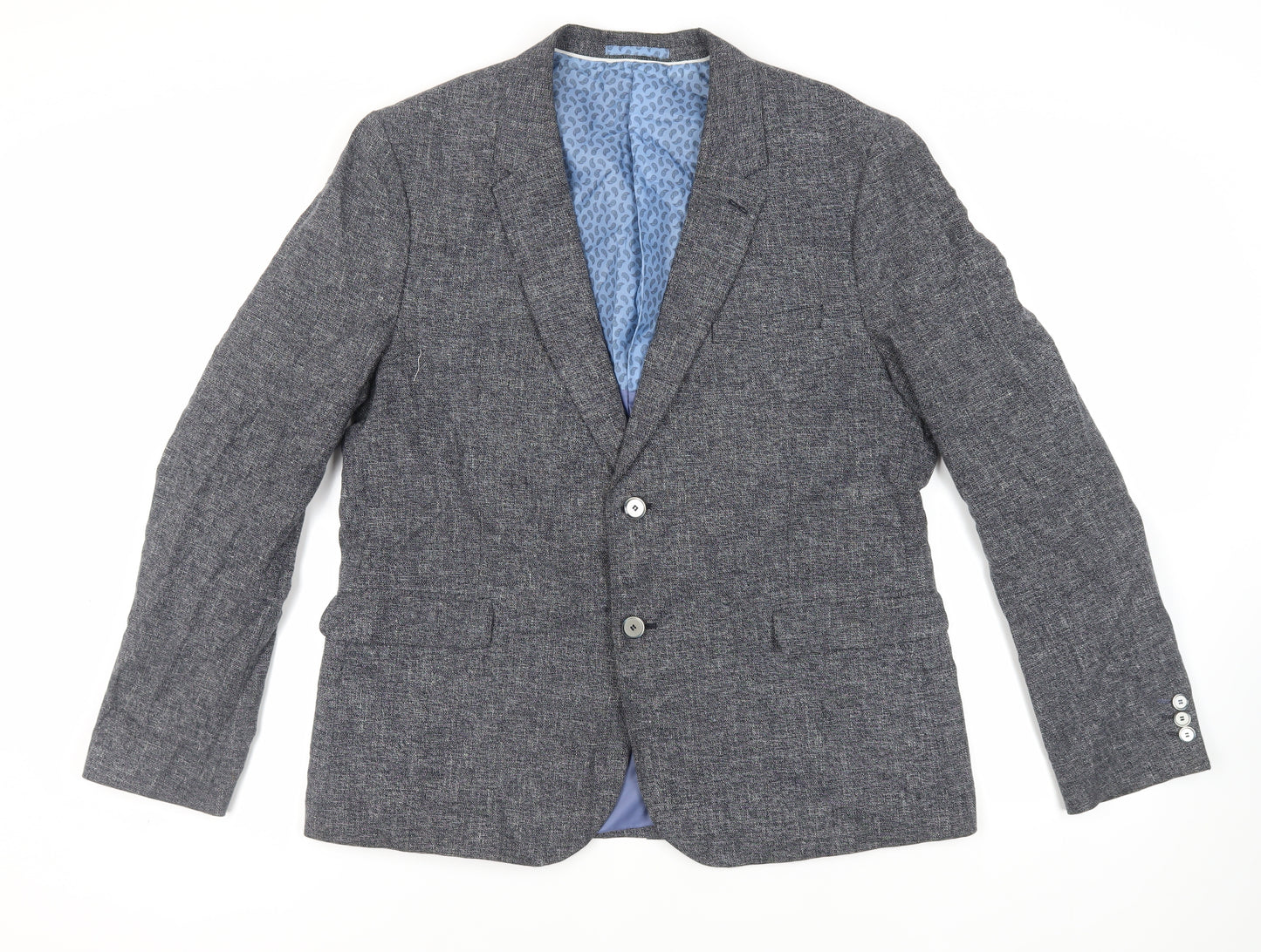 Marks and Spencer Mens Blue Cotton Jacket Blazer Size 46 Regular
