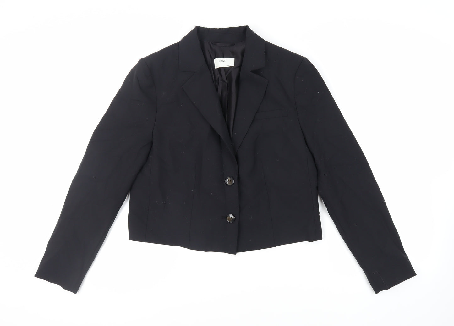 Marks and Spencer Womens Black Jacket Blazer Size 14 Button