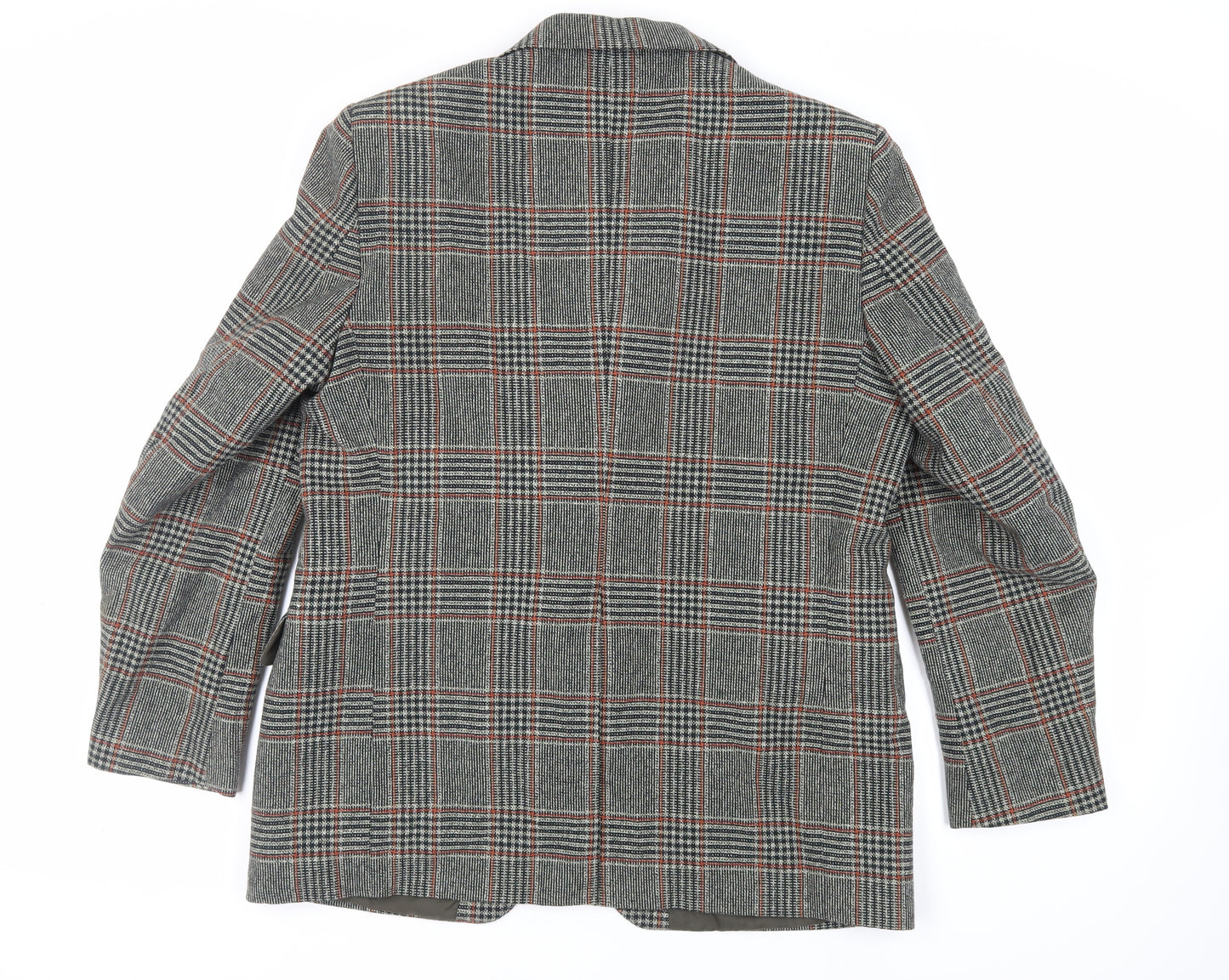 Lynton Mens Grey Plaid Jacket Blazer Size L Button - Vintage