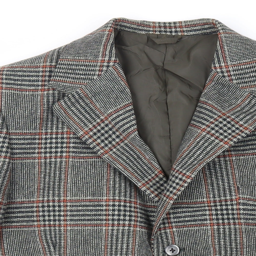 Lynton Mens Grey Plaid Jacket Blazer Size L Button - Vintage