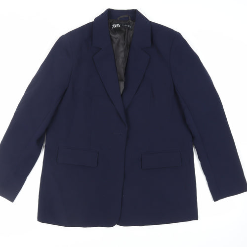 Zara Womens Blue Jacket Blazer Size M Button