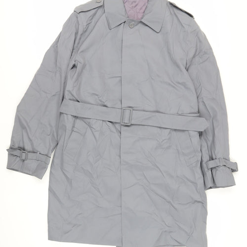 House of Fraser Mens Grey Trench Coat Coat Size 40 Button - Belted