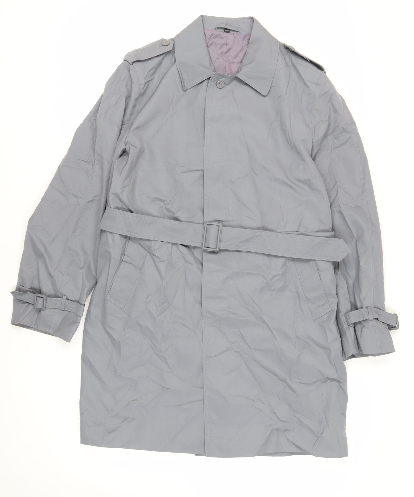 House of Fraser Mens Grey Trench Coat Coat Size 40 Button - Belted