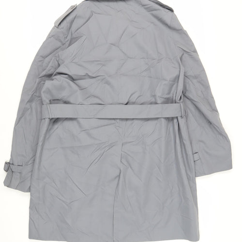 House of Fraser Mens Grey Trench Coat Coat Size 40 Button - Belted