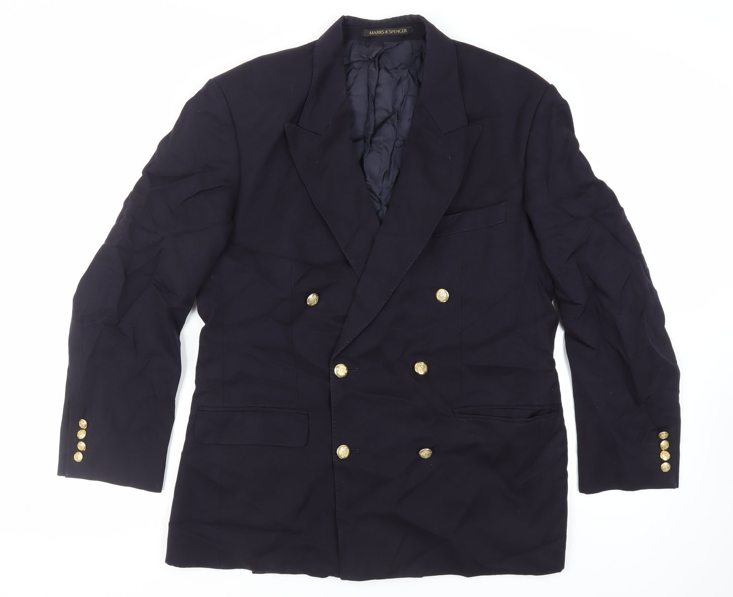 St Michael Mens Blue Wool Jacket Blazer Size 40 Regular - Vintage