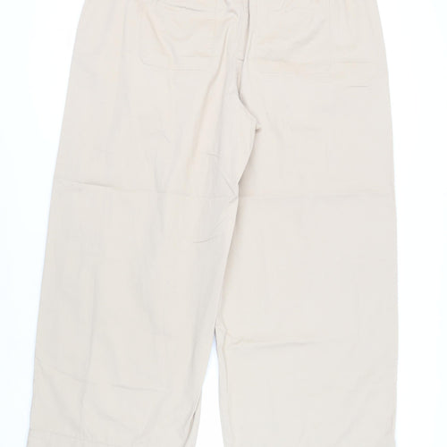 Marks and Spencer Womens Beige Cotton Trousers Size 20 L30 in Regular Zip