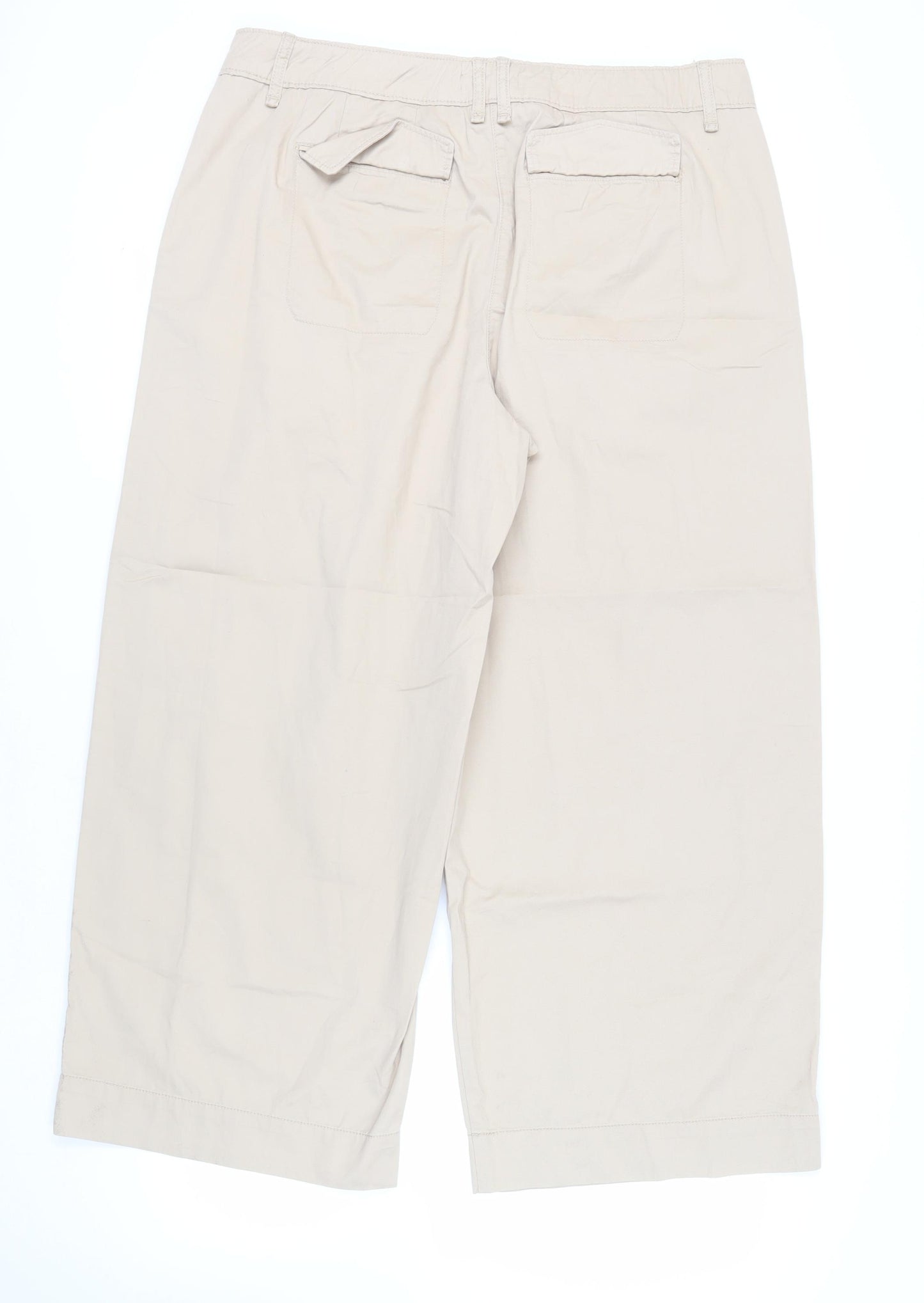 Marks and Spencer Womens Beige Cotton Trousers Size 20 L30 in Regular Zip