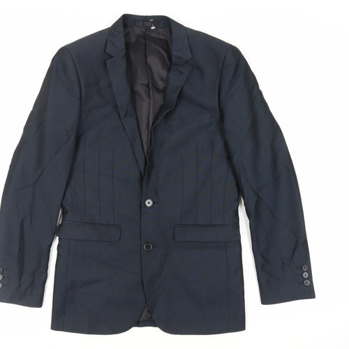 OneSixFive Mens Blue Polyester Jacket Suit Jacket Size 34 Regular