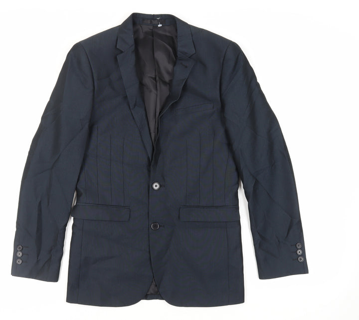 OneSixFive Mens Blue Polyester Jacket Suit Jacket Size 34 Regular