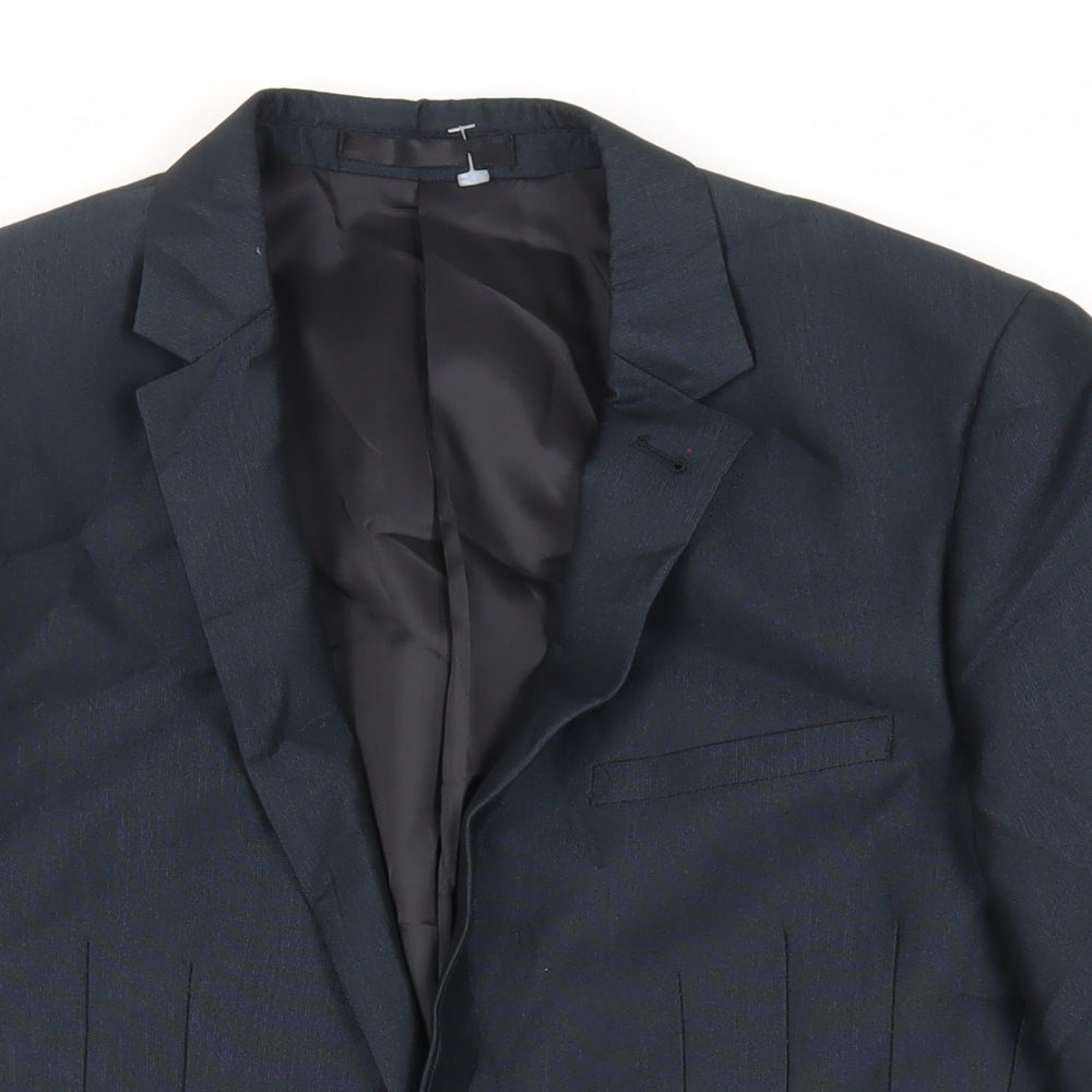OneSixFive Mens Blue Polyester Jacket Suit Jacket Size 34 Regular