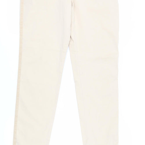 Marks and Spencer Womens Beige Cotton Chino Trousers Size 12 L31 in Regular Button