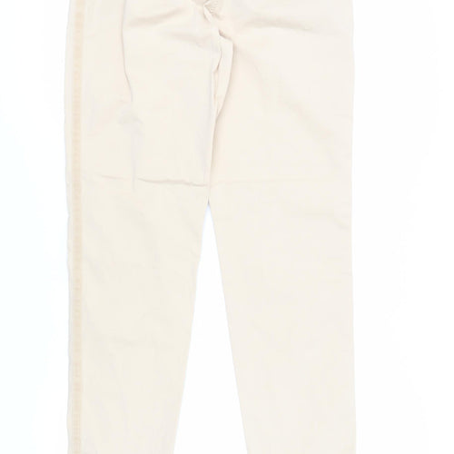 Marks and Spencer Womens Beige Cotton Chino Trousers Size 12 L31 in Regular Button